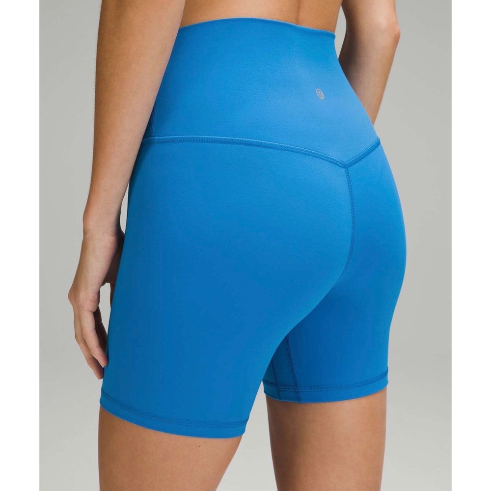 Lululemon Align High-Rise Short 6" Blue Nulu Yoga Biker Shorts Size 6 LW7BTIS